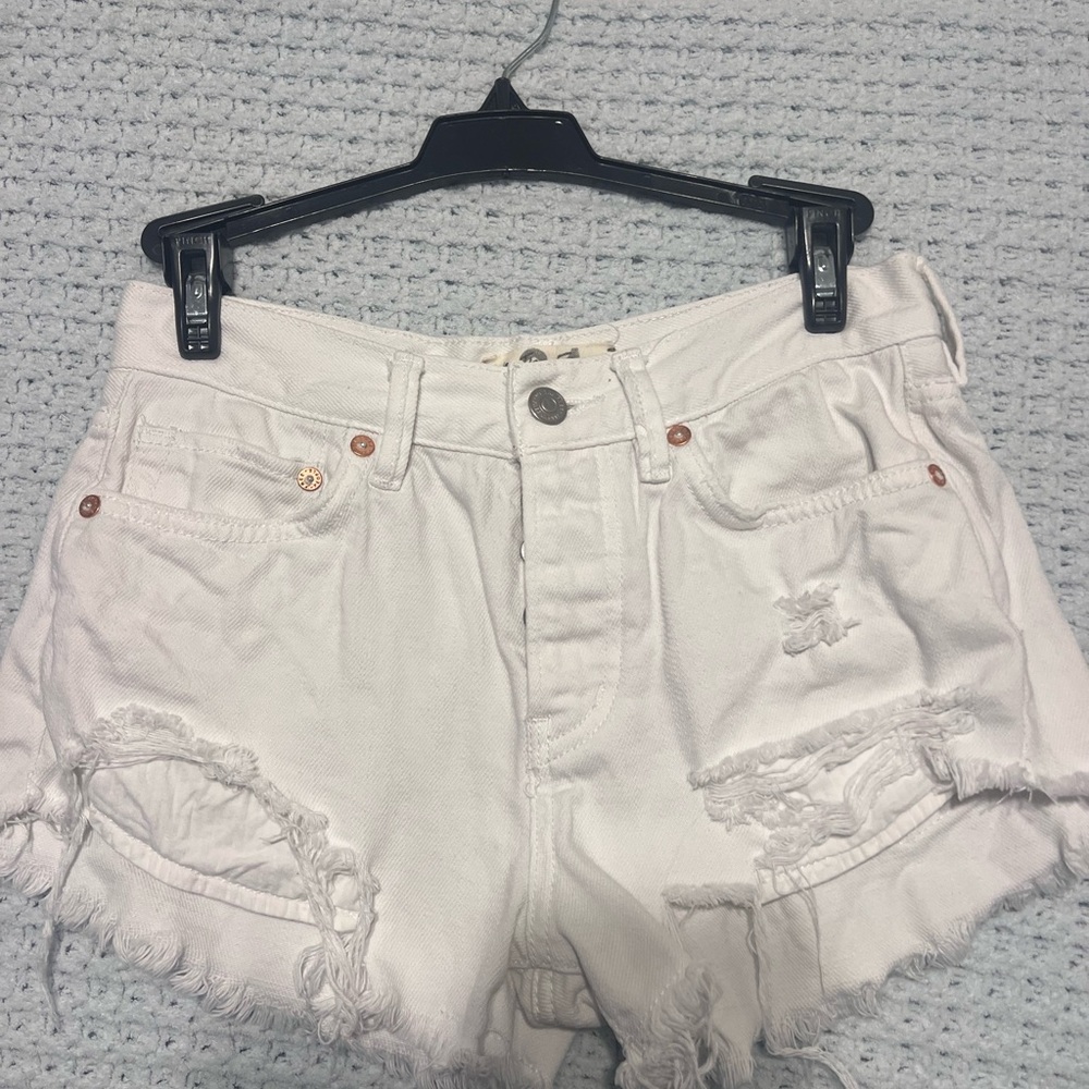 We The Free White Distressed Jean Shorts